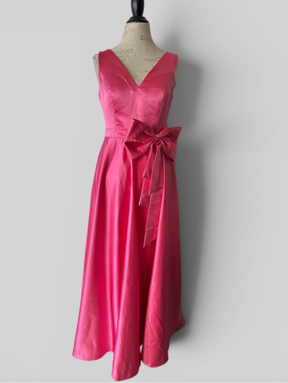 NWT Fuchsia Satin Bow-Back Party Dress